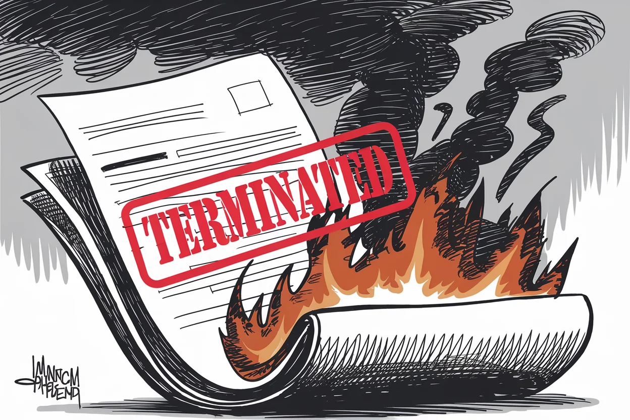Editorial cartoon based on: Trump administration declares Iran hostilities 'terminated' ahead of 60-day war powers deadline