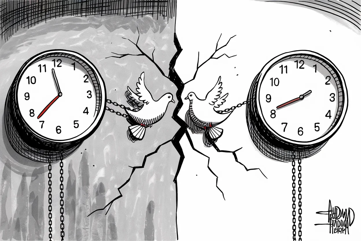 Editorial cartoon based on: Ukraine and Russia declare rival ceasefires ahead of Victory Day