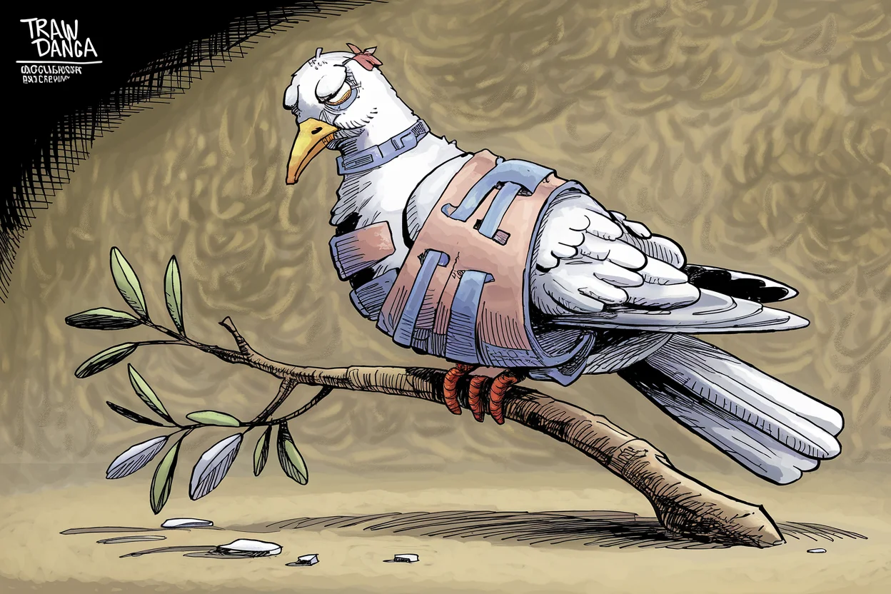 Editorial cartoon based on: Trump announces three-day Russia-Ukraine ceasefire ahead of Victory Day celebrations