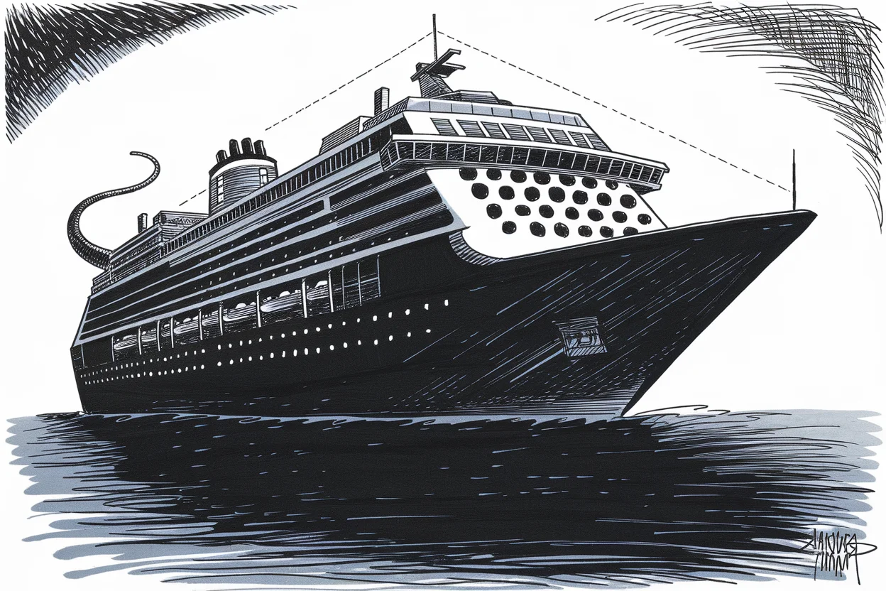 Editorial cartoon based on: Hantavirus outbreak on cruise ship leaves three dead, sparks global quarantine response