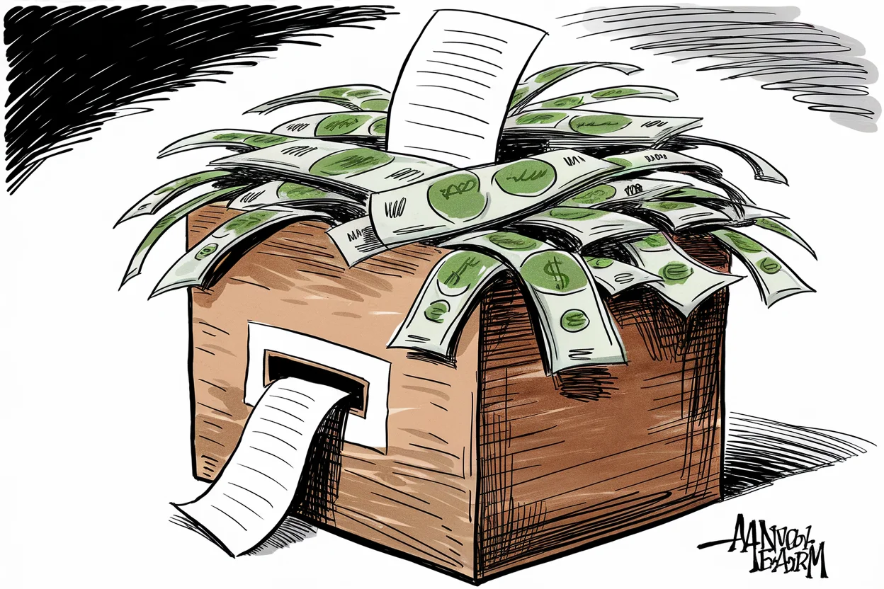 Editorial cartoon based on: US Supreme Court strikes down limits on political party campaign spending