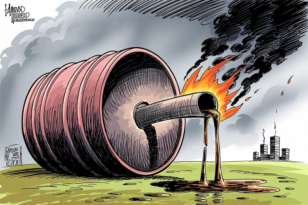 Editorial cartoon based on: US and Iran trade strikes after tanker attacks in Strait of Hormuz