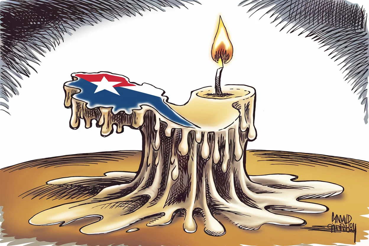 Editorial cartoon based on: Cuba suffers third nationwide blackout in less than two weeks as power grid collapses