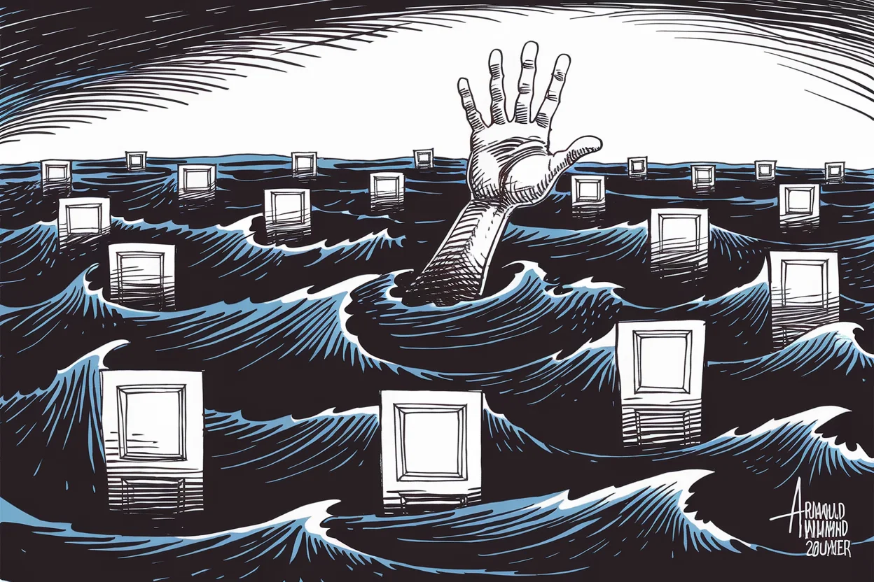 Editorial cartoon based on: More than 500 Rohingya feared dead after two boats disappear off Myanmar coast