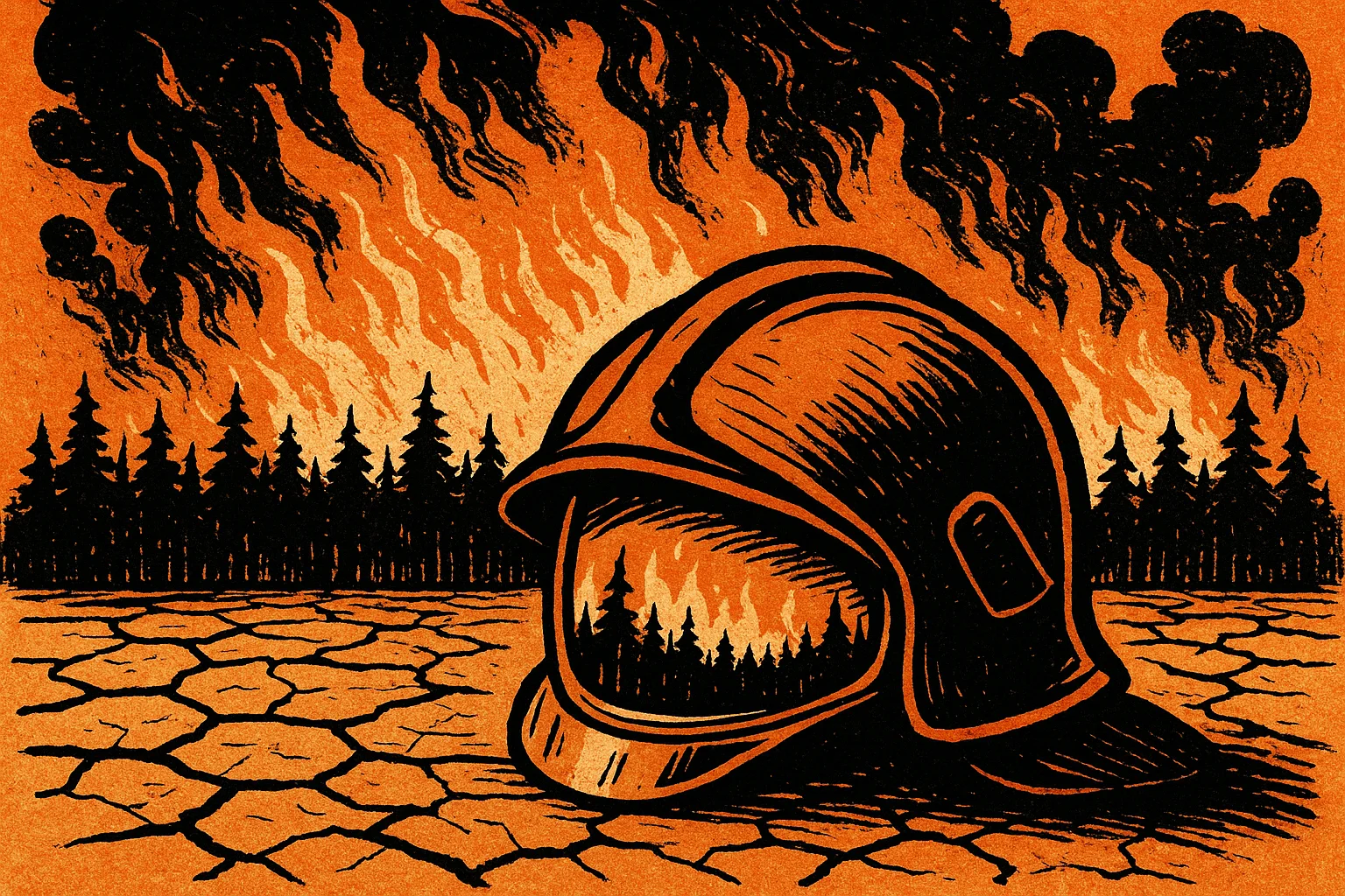 Editorial cartoon based on: Massive wildfires force more than 220,000 to evacuate across France and Spain