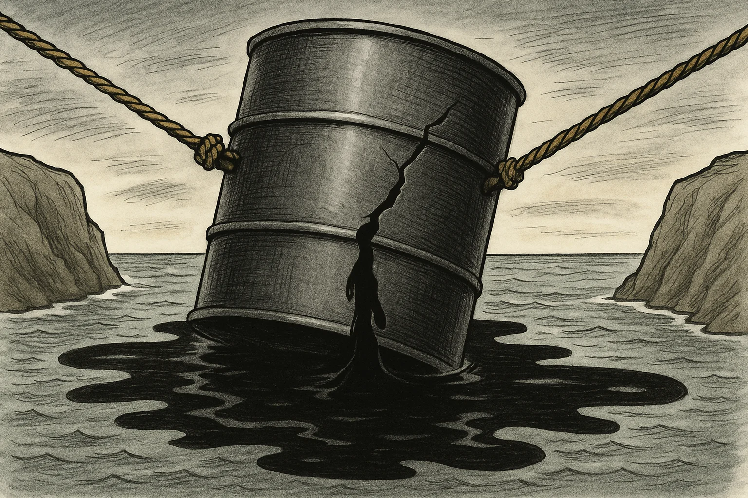 Editorial cartoon based on: Six months of war: Iran and the US fight for control of the Strait of Hormuz