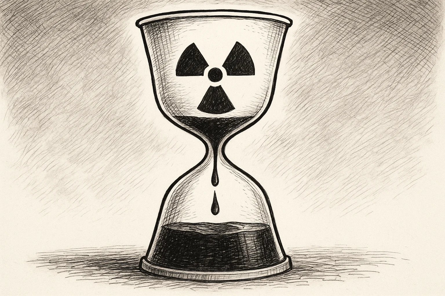 Editorial cartoon based on: Zaporizhzhia nuclear plant loses external power for over a week, relying on emergency diesel supplies