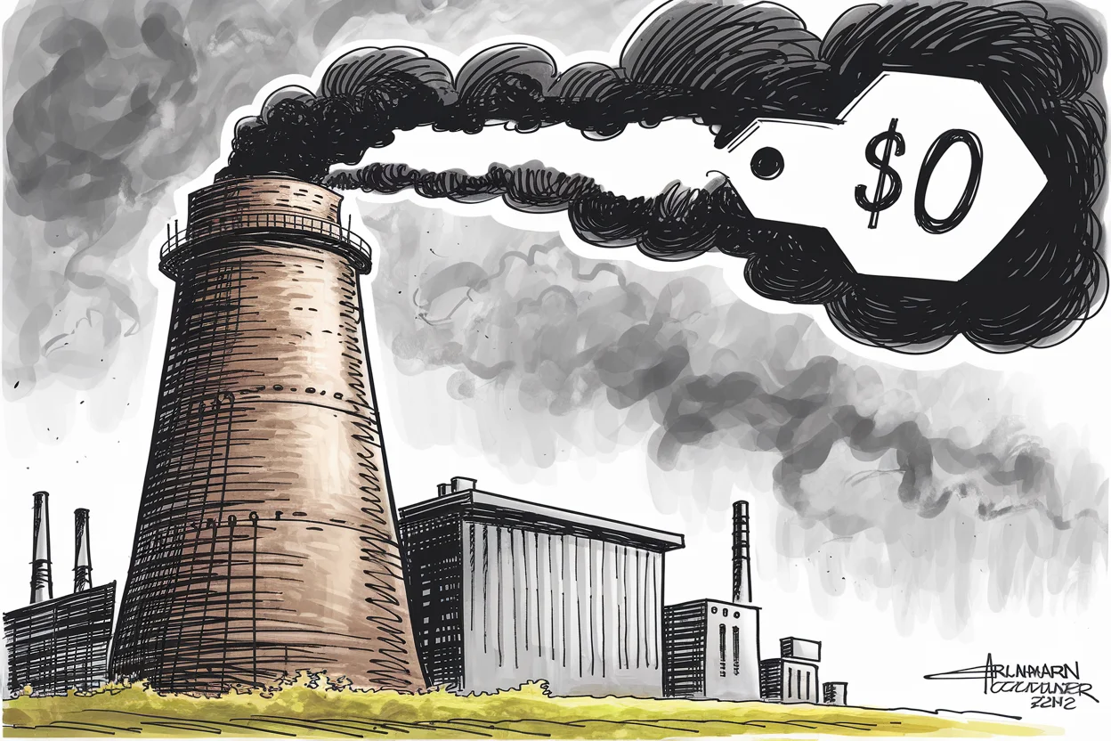 Editorial cartoon based on: US EPA scraps greenhouse gas emission limits for coal and gas power plants